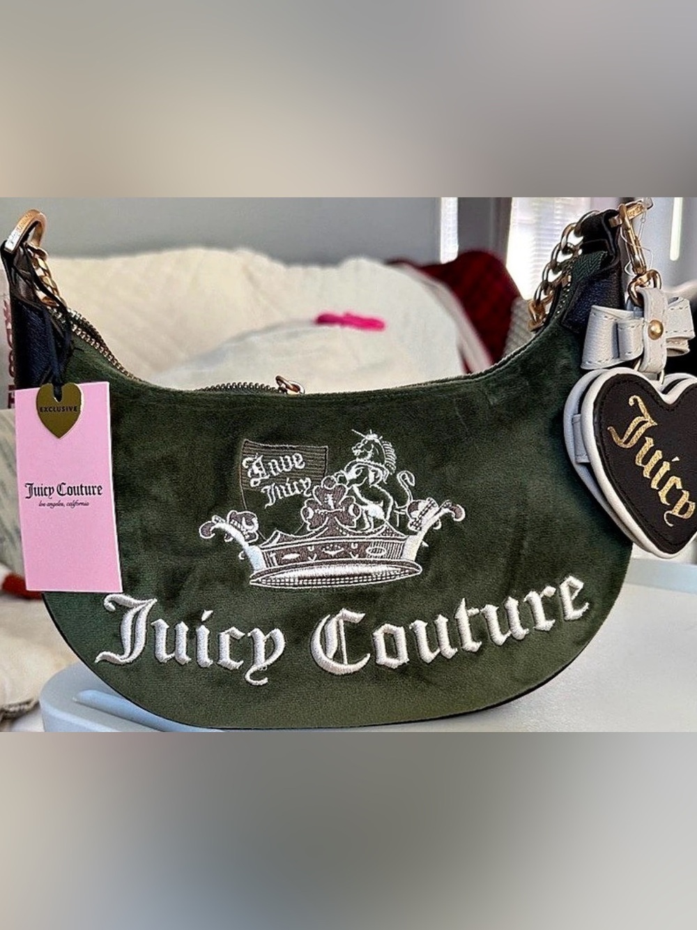 NWT Juicy Couture Green & cream Shoulder Bag